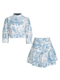 Fongt Style Print Top + Skirt Women Spring 2025 New Two Sets Of High-End Comfortable Casual Fashion
