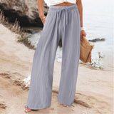 Casual Solid Color Trousers Wide