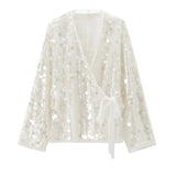Fongt Women's Explosive Beads Decoration And Long-Sleeved Jacket