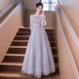 Fongt Dress Banquet Light Luxury Niche Host Dignified Atmospheric Dinner Long Long Sleeve Dress Student Art Exam Dress