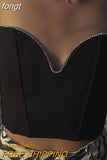 Top Black Top Women Diamond Strapless Crop Top Summer Clothes 2023 Camis Top Streetwear Solid Backless Sexy Tank