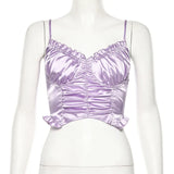 Fongt Summer Women's Condole Belt Inside The Back Wood Ear Fold Slim Crop