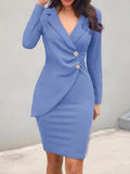 Fongt 2025 Body-Buttoning Hip-Bottom Button Buckle Professional Dress Ebay
