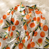 Cute Fruit Peaches Full Print Shirts Loose Half Sleeve Summer Blouse Funny Hawaii Tops Oversized Mens Hip Hop Casual Coat-Outfit