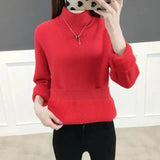 Thicken Half Turtleneck Sweater Women Pulls Oversized 4xl Sueter Warm Knit Tops Velvet Lined Slim Soft Knitwears
