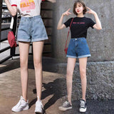 Fongt Waist Black Denim Shorts Female Summer Students Loose Thin A-Word Wide Leg Pants Hot Pants Korean Version
