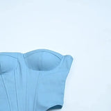 Chest Cup Imitation Denim Blouse 2023 Autumn New Spicy Girls Chest Girdle Waist Display Blouse-Outfit