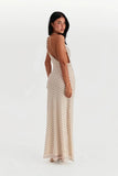 White Polka Dot Strappy Midi Dress-Outfit