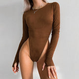 Fashion 2020 Autumn Winter Bodycon Bodysuits Vintage Outfits O-neck Body