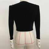 QUALITY 2023 New Fashion Designer Blazer Women's Big Collar Color Block Velvet Blazer Short