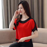 Fongt Cover The Belly Chiffon Shirt Female Summer New Foreign Style Bat Short Sleeve Loose Show Thin Bottom Jacket-Outfit