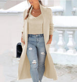 Fongt Cardigan Trench Coat Knit Loose Sweater Two Solid Color Vest Set-Outfit
