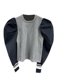 Fongt Spring New Simple Blouse Women Comfortable Leisure Bubble Sleeves Cuffs Loose Long-Sleeved Collar Collar