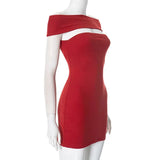 Slash Neck Bodycon Mini Dress-Outfit