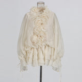 Light-Cooked Windy Sexy Lotus Leaf Side Long-Sleeved Chiffon Dress 2025 New Splicing Flower Design Short Dress Women's