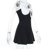 Black Two Tone Strap Mini Dress-Outfit