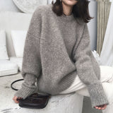Languid Lazy Wind Sweater Female Autumn Winter Retro Wind Foreign Style Loose Inside A Soft Waxy Knit Jacket To Wear-Outfit