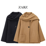 Fongt Homemade New Women's Dresses With Scarf Round-Neck Long-Sleeved Coat 2095141