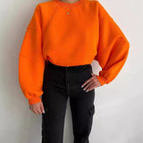 Fongt New Round Collar Splicing Long Sleeve Solid Color Basic Velvet Shirt