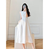 Commute Hepburn Wind White Temperament Vest Dress Waist Cold Wind Dress Show Thin Sling Dress Woman-Outfit