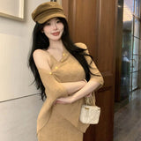 Fongt Mother Feels Casual Autumn New Beautiful Cardigan Dress Daily Simple Personality Multi-Wear Knitted