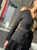 Fongt Version Of Temperament Two Sets Of 2025 Autumn New Sling Belt Belt Coat High Waist Pressure Skirt Dress Suit Female Tide
