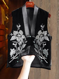 Imitation Velvet New Chinese Vest Women's Style Foreign Style Nail Bead Embroidery Light Country Wind Plate Button Blouse-Outfit