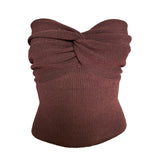 Fongt Spring And Summer Women's Explosive Pure Color Cross-Knitted Knitted Bra Vest