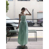 Fongt Dress 2025 Summer New French Temperament Bow Bows Folded Long Breast-Wearing Skirt