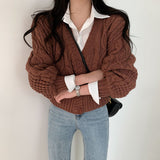 Cable Knit Button Down Cardigan-Outfit