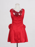 French Elegant Windy High-Waist Three-Dimensional Flower Dress 2025 New Sleeveless Design Solid Color Retro