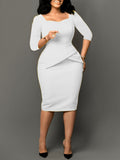 Fongt Women's 2025 New Fashion Solid Color Bag OL Tongle Pencil Dress