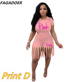 Tie Dye Casual Two Piece Set Plus Size Shorts Set Women Long Sleeve Crop Top Tassel Shorts Sport Traeksuits