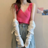Fongt Color Cross Waistcoat Women Wearing Summer Slings New Deep V Bosom Sexy Hottie Sleeveless Top In