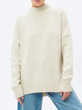 Fongt And Winter Half-High Collar Thread Sweater Solid Color Cover Loose Casual Knitwear