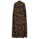 TWOTWINSTYLE Female Cardigan Coat O Neck Cloak Sleeve Print Leopard Maxi Cloaks For Women 2022 Autumn Vintage