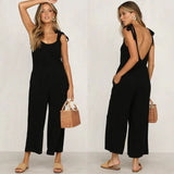 Neck Casual Backless Overalls