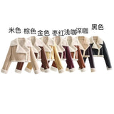 Fongt 2024 Spring Fur Integrated Short Street Spice Girl Motorcycle Clothing Jacket-Outfit
