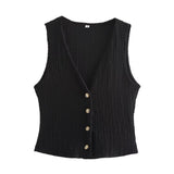 Fongt Women's Clothing 2025 Autumn New Texture Vest Top + Straight Trousers Set