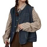 Fongt Denim Vest Vest Vest Women's Spring And Autumn Fashion Fashion New External Folding Shirt Shoulder Clip