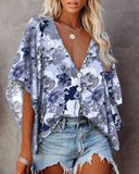 Tees Button V Neck Sexy Casual Befree Short Sleeve