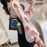 Print Shirts Women Temper Elegant Lantern Sleeve Clothes Camisas Personal Ladies Button Up Chinese Stylish Baggy