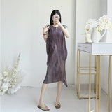 Fongt Three Folded New Dress Casual Style Folded Folded Long Skirt