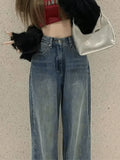 Vintage Faded Wash Straight Leg Boyfriend Jeans-Outfit