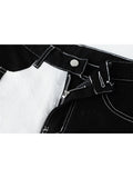 Patchwork Jeans Pants Women Straight Jeans High Waist Streetwear Y2k Retro Pants Casual Ladies Denim Wide Leg Trouser