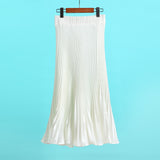 Fongt Luster Polyester Pressure Folded Half Skirt Original Single Long Skirt Silk Clear Silk #8035