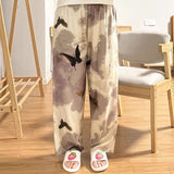 Fongt High-End Cotton Pyjamas Ladies Summer Thin Artificial Silk Home Leisure Long Trousers Straight Can Be Worn Outside