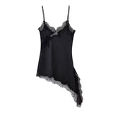 Fongt Women's ZA Irregular Lace Side Pure Lusty Dress