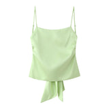 Spring Style Silk Satin Blouse With Bow On The Back 2712331-Outfit