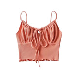 New Short Tight-Fitting Waffle Strap Vest With High Waist And Navel Halter Top-Outfit